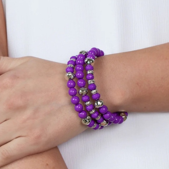 Purple coil bracelet - can also be worn as a choker, headband, or anklet - Picture 2 of 2